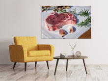 Laden Sie das Bild in den Galerie-Viewer, Leinwandbild Rohes Kalbskotelett