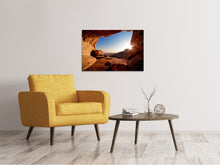 Laden Sie das Bild in den Galerie-Viewer, Leinwandbild Sonnenuntergang vor der Höhle