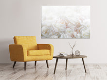 Laden Sie das Bild in den Galerie-Viewer, Leinwandbild Weisse Rosen im Morgentau