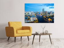 Laden Sie das Bild in den Galerie-Viewer, Leinwandbild Skyline Bangkok in der Abenddämmerung