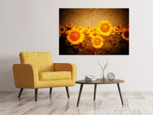Laden Sie das Bild in den Galerie-Viewer, Leinwandbild Retro-Sonnenblumen