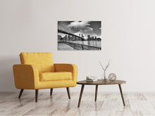 Laden Sie das Bild in den Galerie-Viewer, Leinwandbild Skyline Schwarzweissfotografie Brooklyn Bridge NY