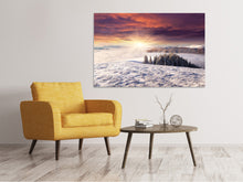 Laden Sie das Bild in den Galerie-Viewer, Leinwandbild Sonnenaufgang Winterlandschaft
