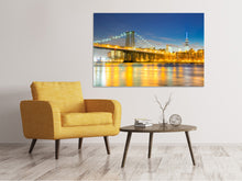 Laden Sie das Bild in den Galerie-Viewer, Leinwandbild Brooklyn Bridge bei Nacht