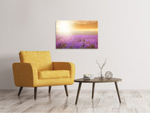 Laden Sie das Bild in den Galerie-Viewer, Leinwandbild Sonnenuntergang beim Lavendelfeld