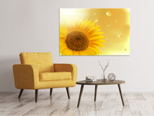 Laden Sie das Bild in den Galerie-Viewer, Leinwandbild Sonnenblume im Morgentau