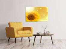 Laden Sie das Bild in den Galerie-Viewer, Leinwandbild Sonnenblume im Morgentau