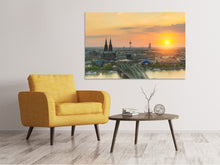 Laden Sie das Bild in den Galerie-Viewer, Leinwandbild Skyline Köln bei Sonnenuntergang