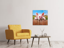 Laden Sie das Bild in den Galerie-Viewer, Leinwandbild Schweinchen im Glück