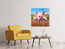 Laden Sie das Bild in den Galerie-Viewer, Leinwandbild Schweinchen im Glück
