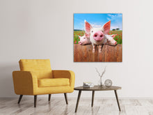 Laden Sie das Bild in den Galerie-Viewer, Leinwandbild Schweinchen im Glück
