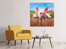 Laden Sie das Bild in den Galerie-Viewer, Leinwandbild Schweinchen im Glück