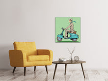 Laden Sie das Bild in den Galerie-Viewer, Leinwandbild Pop Art Vespafahrer