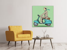 Laden Sie das Bild in den Galerie-Viewer, Leinwandbild Pop Art Vespafahrer