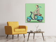 Laden Sie das Bild in den Galerie-Viewer, Leinwandbild Pop Art Vespafahrer