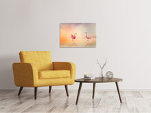 Laden Sie das Bild in den Galerie-Viewer, Leinwandbild Romantische Flamingos