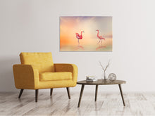 Laden Sie das Bild in den Galerie-Viewer, Leinwandbild Romantische Flamingos