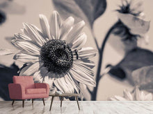 Laden Sie das Bild in den Galerie-Viewer, Fototapete Bienen auf der Sonnenblume sw