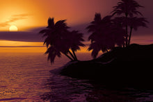 Laden Sie das Bild in den Galerie-Viewer, Fototapete Die einsame Insel im Sonnenuntergang