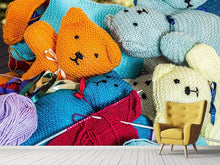Laden Sie das Bild in den Galerie-Viewer, Fototapete Gestrickte Teddys