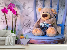 Laden Sie das Bild in den Galerie-Viewer, Fototapete Kamera Teddybär