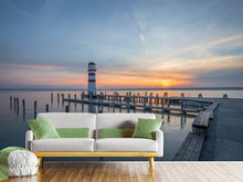 Laden Sie das Bild in den Galerie-Viewer, Fototapete Leuchtturm im Sonnenuntergang