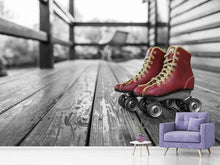 Laden Sie das Bild in den Galerie-Viewer, Fototapete Retro Rollschuhe