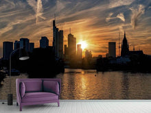 Laden Sie das Bild in den Galerie-Viewer, Fototapete Sonnenuntergang an der Skyline