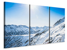 Laden Sie das Bild in den Galerie-Viewer, Leinwandbild 3-teilig Bergpanorama im Schnee