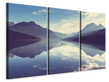 Laden Sie das Bild in den Galerie-Viewer, Leinwandbild 3-teilig Bergspiegelung