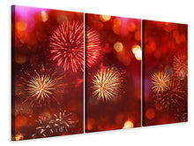 Laden Sie das Bild in den Galerie-Viewer, Leinwandbild 3-teilig Buntes Feuerwerk