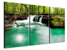 Laden Sie das Bild in den Galerie-Viewer, Leinwandbild 3-teilig Der Fluss am Wasserfall