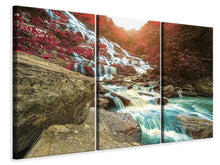 Laden Sie das Bild in den Galerie-Viewer, Leinwandbild 3-teilig Exotischer Wasserfall
