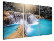 Laden Sie das Bild in den Galerie-Viewer, Leinwandbild 3-teilig Glücklicher Wasserfall
