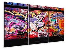 Laden Sie das Bild in den Galerie-Viewer, Leinwandbild 3-teilig Graffiti Kunst