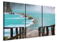 Laden Sie das Bild in den Galerie-Viewer, Leinwandbild 3-teilig Haus am Wasserfall