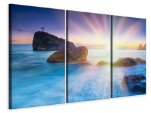 Laden Sie das Bild in den Galerie-Viewer, Leinwandbild 3-teilig Mystisches Meer