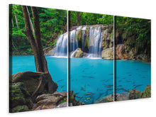 Laden Sie das Bild in den Galerie-Viewer, Leinwandbild 3-teilig Naturerlebnis Wasserfall