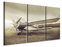 Laden Sie das Bild in den Galerie-Viewer, Leinwandbild 3-teilig Nostalgisches Flugzeug im Retrostyle