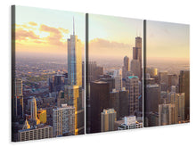Laden Sie das Bild in den Galerie-Viewer, Leinwandbild 3-teilig Skyline Chicago