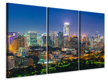 Laden Sie das Bild in den Galerie-Viewer, Leinwandbild 3-teilig Skyline One Night in Bangkok