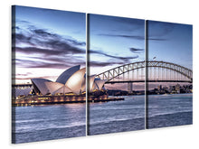 Laden Sie das Bild in den Galerie-Viewer, Leinwandbild 3-teilig Skyline Sydney Opera House