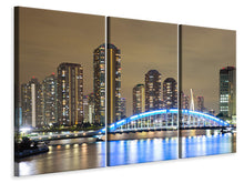 Laden Sie das Bild in den Galerie-Viewer, Leinwandbild 3-teilig Skyline Tokio in der Nacht