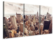 Laden Sie das Bild in den Galerie-Viewer, Leinwandbild 3-teilig Skyline Über den Dächern Manhattans