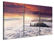 Laden Sie das Bild in den Galerie-Viewer, Leinwandbild 3-teilig Sonnenaufgang Winterlandschaft