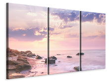 Laden Sie das Bild in den Galerie-Viewer, Leinwandbild 3-teilig Sonnenaufgang am Meer