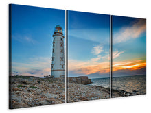 Laden Sie das Bild in den Galerie-Viewer, Leinwandbild 3-teilig Sonnenuntergang am Leuchtturm