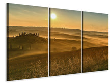 Laden Sie das Bild in den Galerie-Viewer, Leinwandbild 3-teilig Sonnenuntergang im Gebirge