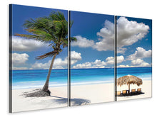 Laden Sie das Bild in den Galerie-Viewer, Leinwandbild 3-teilig Strand an der blauen Lagune