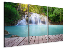 Laden Sie das Bild in den Galerie-Viewer, Leinwandbild 3-teilig Terrasse am Wasserfall